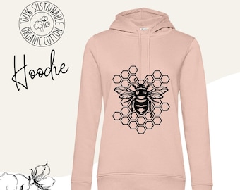 Women's hoodie, hoodie for women, hoodie with print "Bee" made of organic cotton