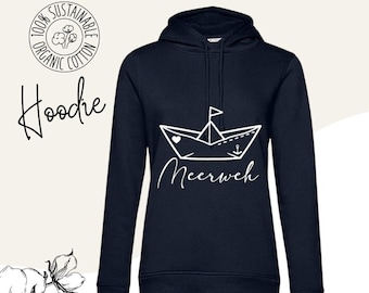 Women's Hoodie, Sweater Women, Hooded Sweater with Unique Prints Made of Organic Cotton "Meerweh"