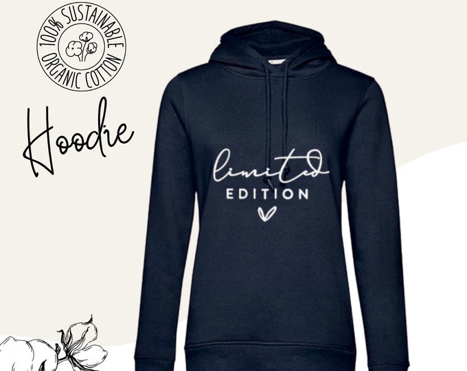 Hoodie women's sweater with unique prints / statement made of organic cotton, "limited edition"