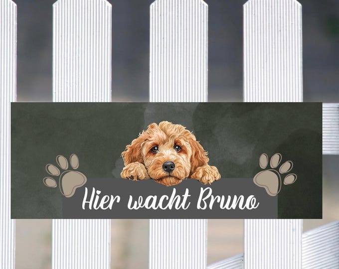 Door sign - personalized - slate sign with dog motif - individual gift - garden sign - door decoration, housewarming gift - warning sign