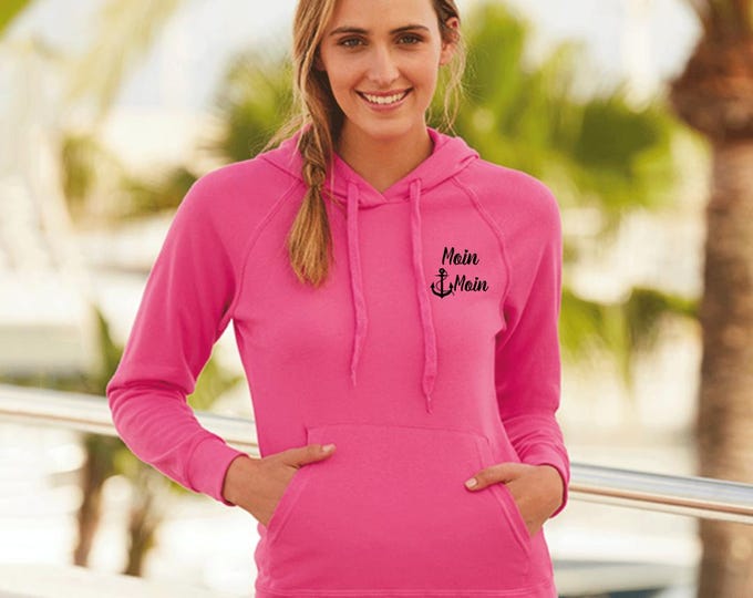 Women's hoodie, hoodie for women, hoodie with print "Moin Moin", gift idea, maritime hoodie, beach hoodie