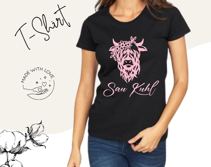 T-shirt women, with feminine fit, front print SauKuhl, great gift for her, cotton shirt with round neck, top with short sleeves