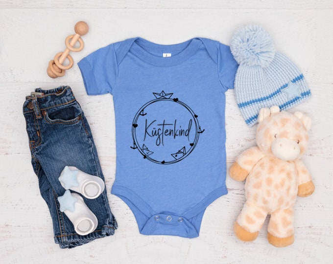 Baby romper - baby body - pregnancy announcement - organic cotton - with sweet statement/ motif "Coastal child"