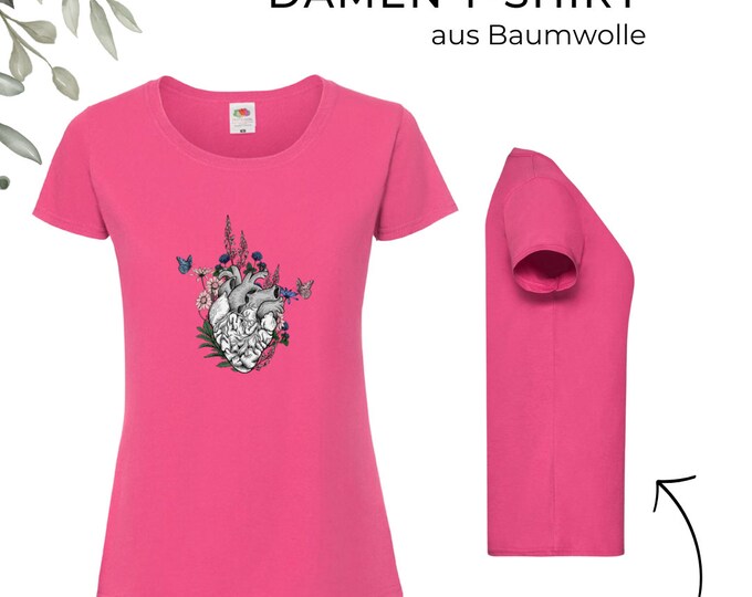 T-Shirt Women, Shirt Women with unique prints,,HeartFloral" Birthday gift T-Shirt/ everyday shirt