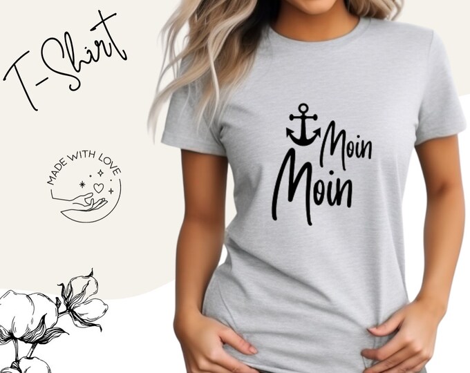 T-shirt women, ultimate summer fashion, super soft, the perfect gift for her, cotton shirt with round neck, top women, maritime shirt