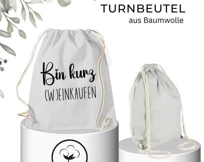 Cotton gym bag with drawstring! Stylish companion for women - for everyday shopping, with the motif: "Buy wine"