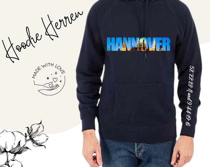 Herren Hoodie Hannover, Herren Kapuzenpullover mit Hannover Print