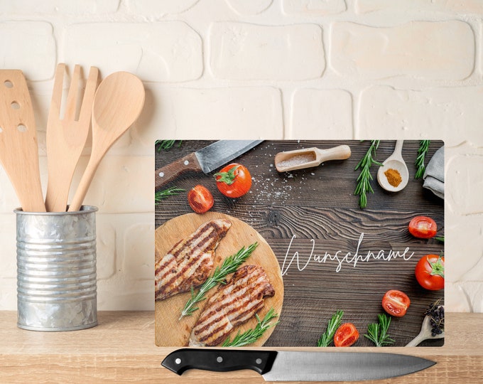 Glass cutting board, glass cutting board sublimated with desired name