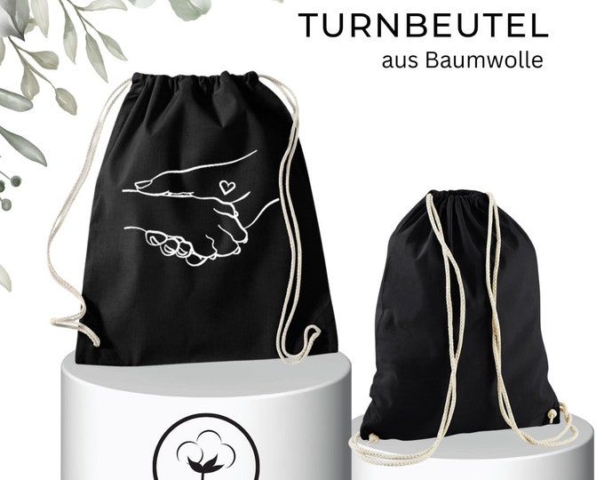 Cotton gym bag with drawstring! Stylish companion for women - shopping, walking the dog, paw love
