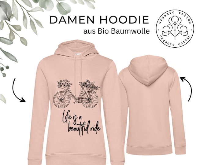 Women's Hoodie with Print,,Bicycle'' made of organic cotton