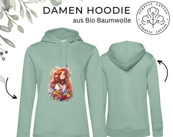Women's hoodie/hooded sweater/front print "Autumn Girl" made of organic cotton/gift for her