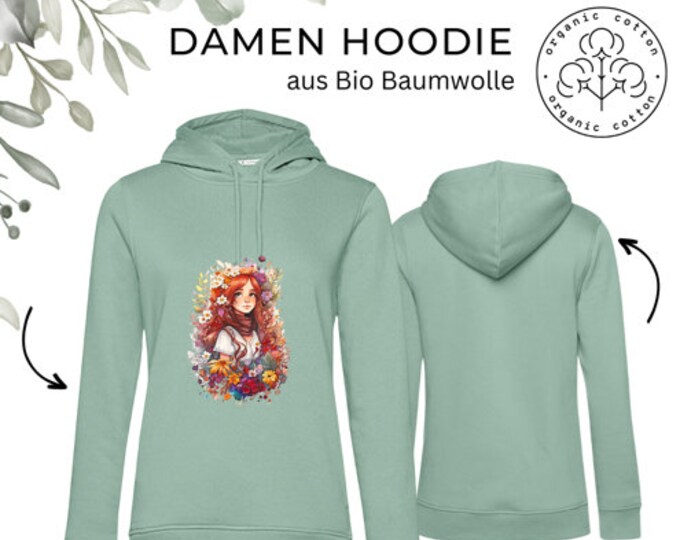 Women's hoodie/hooded sweater/front print "Autumn Girl" made of organic cotton/gift for her