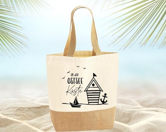Bag ladies, shopping bag, beach bag, jute bag, canvas, handbag, beach bag, gift for her, shopping bag, coastal motifs, maritime