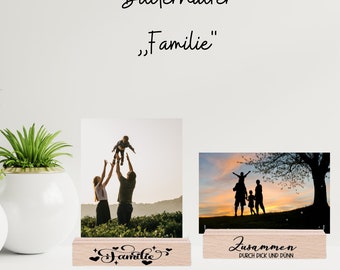 Wooden picture holder - perfect for stylish home decoration and photo shoots "family"