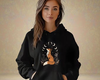 Women's Hoodie, Hoodie for Women, Boho Hoodie with Fox Design, Perfect Gift for Her, Hoodie with Boho Print