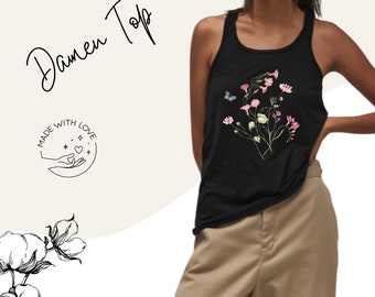 Women's tank top, wildflower print, women's top, women's sleeveless top, summer top, yoga top for women, gift for her