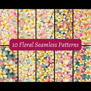 Frangipani Seamless Pattern Digital Paper Pack