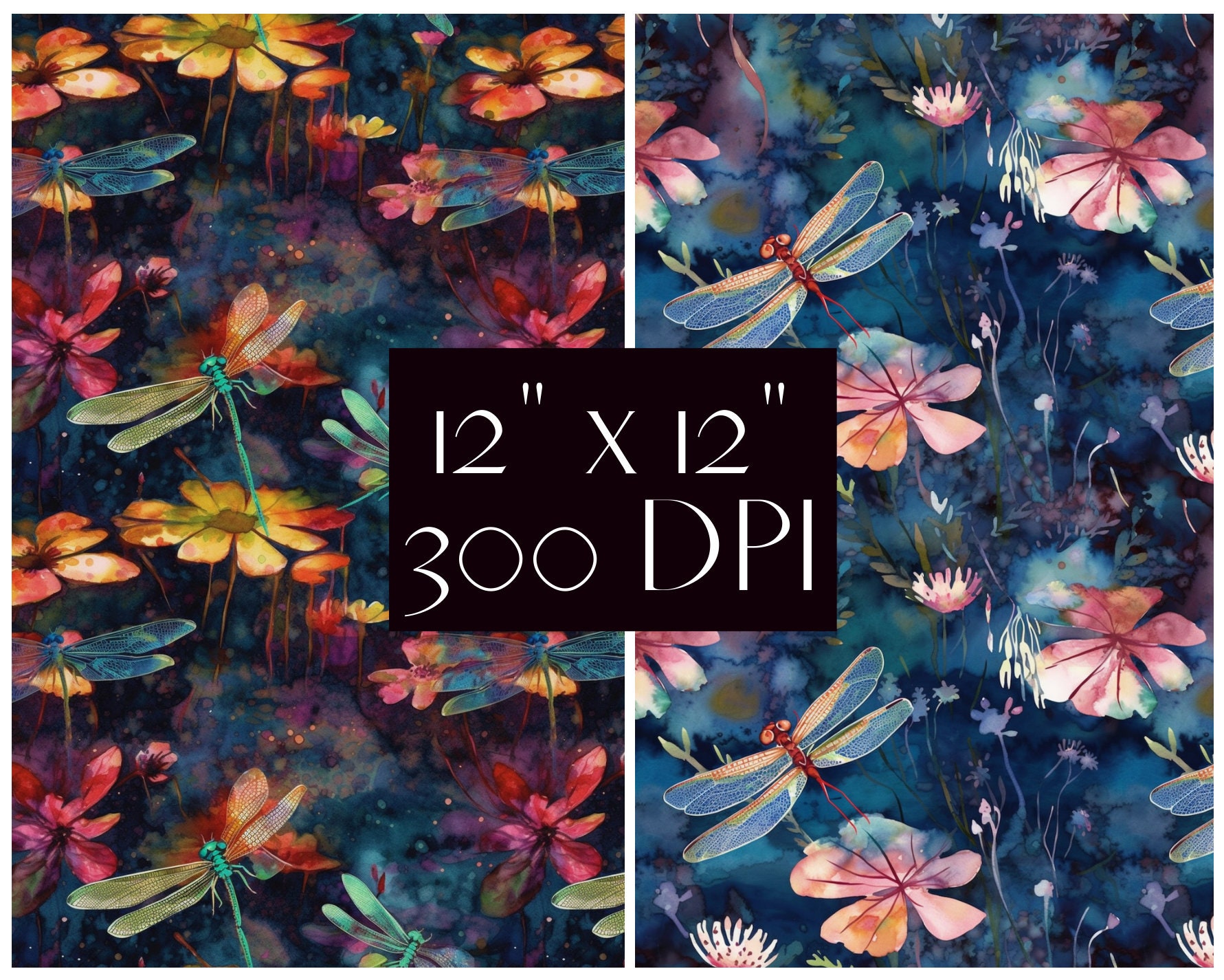 Dragonfly Seamless Pattern Digital Paper Pack - Etsy