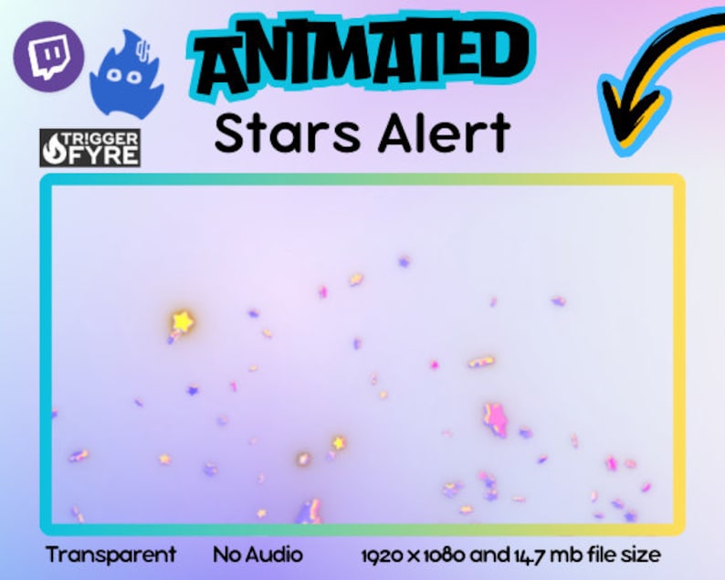 Animated Stars on Stream Effect Alert Overlay on Transparent Background ...