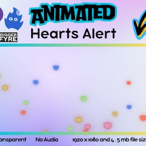 Animierte Herzen im Stream-Effekt ALARM Overlay auf transparentem Hintergrund OHNE SOUND | Herzen Channel Point Einlösung | Bunte Herzen