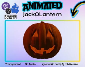 Animated Fall Stream Decor Pumpkin Jack O Lantern Overlay on Transparent Background with NO SOUND | Simple Cute Halloween or Fall WebM File