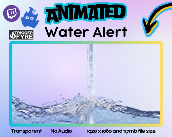 Animated Water on Stream Effect Alert Overlay on Transparent Background with NO SOUND | Hydrate Channel Point Redemption | Pouring Water