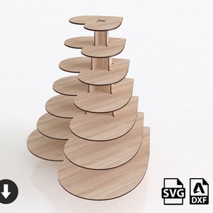 Chocolade Display Stand Lasergesneden bestanden, 7 lagen hart versierde SVG-bestanden