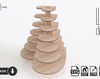 Chocolate Display Stand Laser Cut Files , 7 Layers Heart Decorated SVG Files