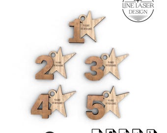 Sternnummer Medaille Laser Cut File: Award SVG Design (Digitaler Download)