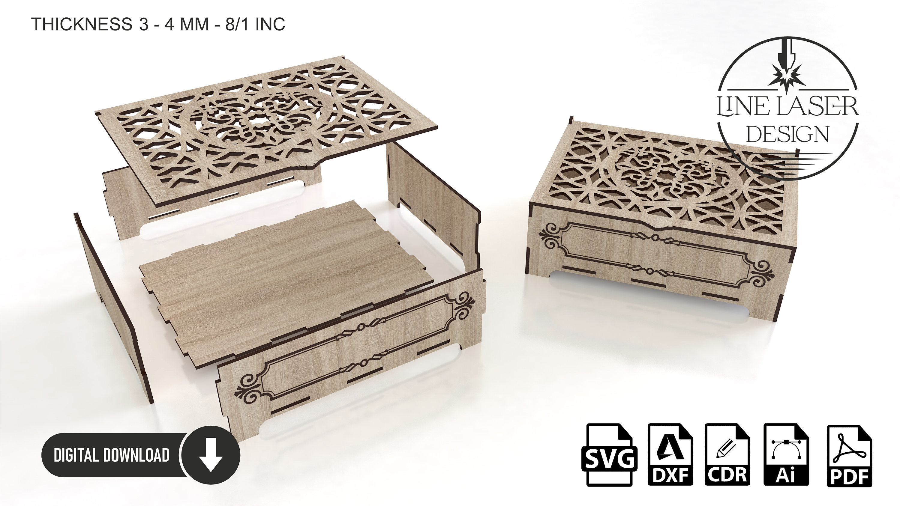 Laser Cut Chest of Drawers Jewelry Box SVG Files (digital Download) - Etsy