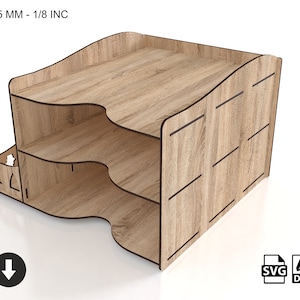 Laser Cut File: A4 Paper 3-Shelf Desk Organizer (Digital Download)