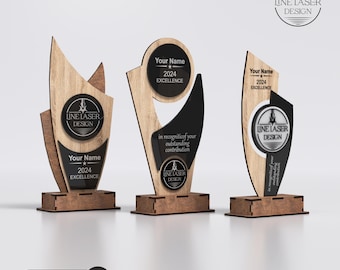 File di taglio laser per trofei premio, 3 diversi design, confezione/piastra SVG DXF Pdf Ai CDR