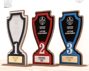 Auszeichnung Trophäe Laser Cut Files, Holz Acryl Plaque Set (Digitaler Download)
