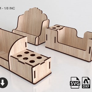 3 diferentes arquivos a laser cortam porta-cartões de visita com caneta, arquivos SVG para corte a laser de madeira