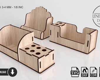 3 Different Laser Files Cut Pen Business Card Holder, Svg Files For Wood Laser Cutting