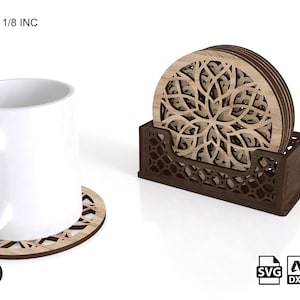 6 Different Patterned Boxed Coasters Laser Cut Svg Files, Vector Files For Laser Cutting