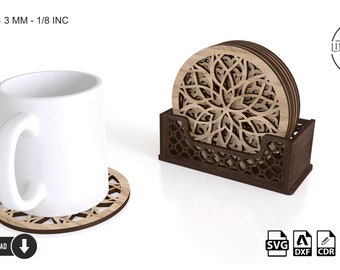 Laser Cut Coaster SVG Files: 6 Patterned Designs (Digital Download)