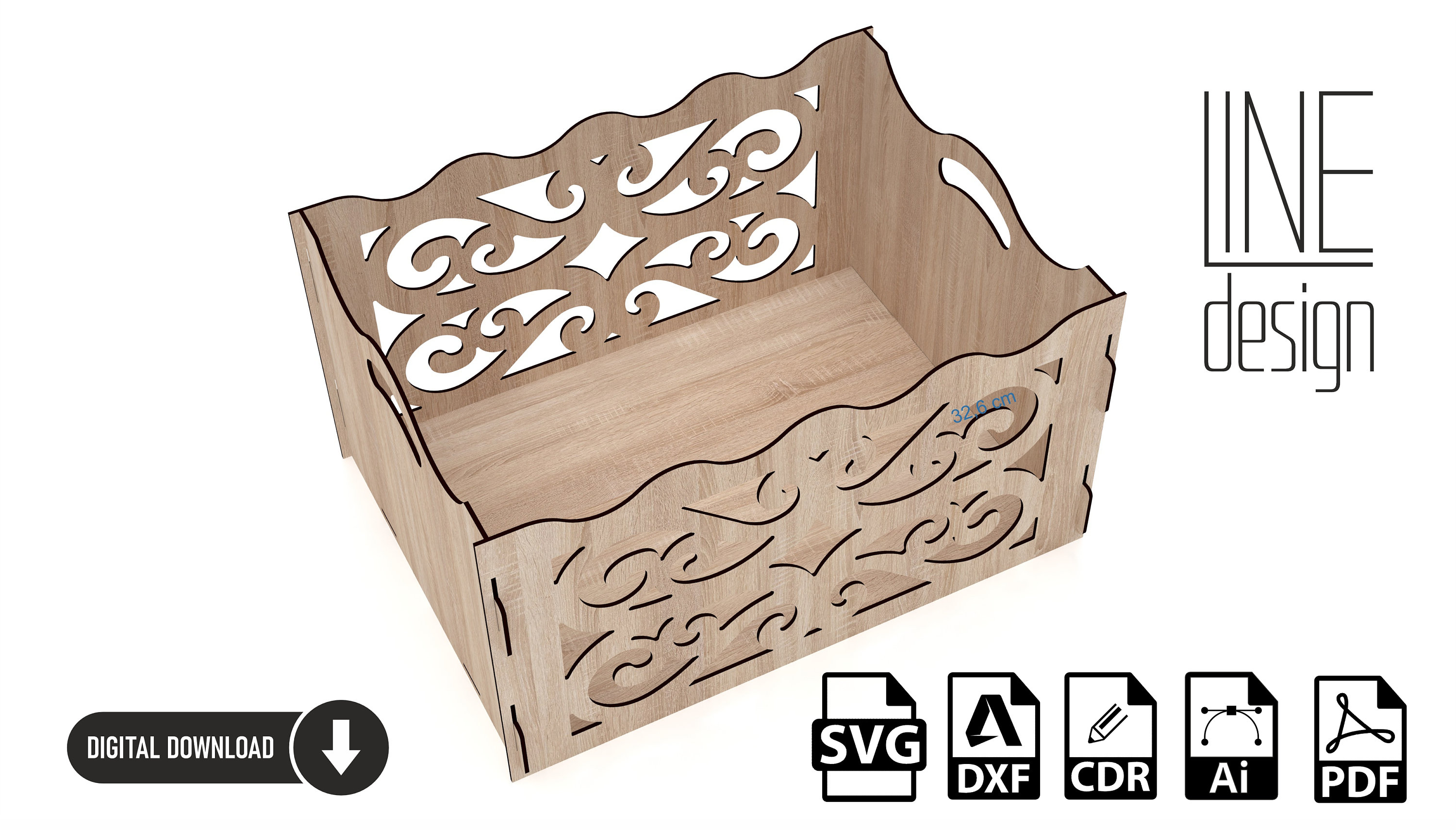 Laser Cut Decorative Basket Vector File (Digital Download)