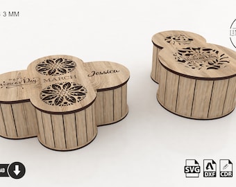 Frauentags Geschenkbox Laser Cut Datei: Florales Design (Digitaler Download)