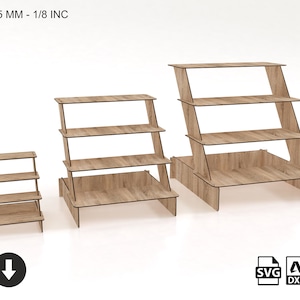 Display Stand Laser Cut Files, 4 Shelf Display Stand Svg Files, Vector Files For Laser Cutting