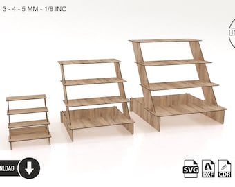 Display Stand Laser Cut Files, 4 Shelf Display Stand Svg Files, Vector Files For Laser Cutting