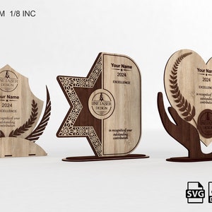 3 Different Designs Award Trophy Laser Cut Files Pack | Award Trophy SVG Files | Laser Cut Files