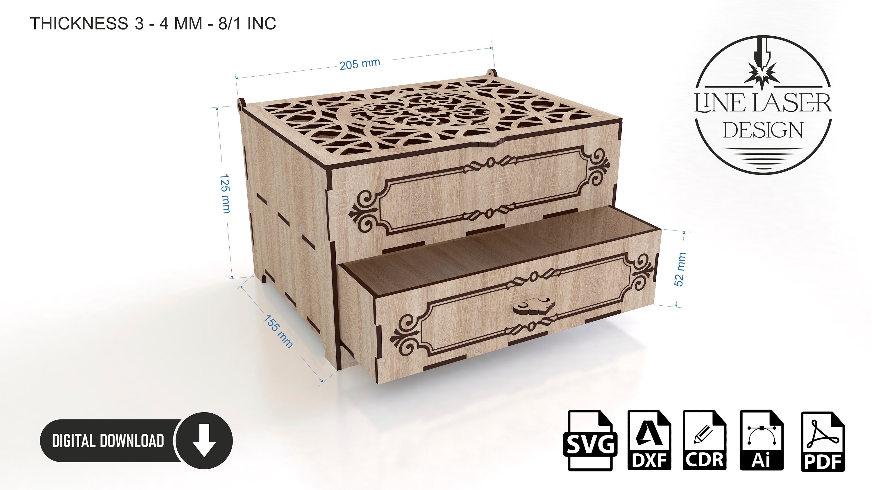 Laser Cut Chest of Drawers Jewelry Box SVG Files (digital Download) - Etsy