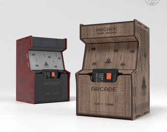 Portatarjetas de regalo de madera estilo arcade, archivo cortado con láser (SVG-DXF-AI-CDR-Pdf)