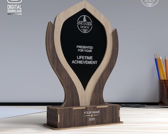 Preis Trophäe Laser Cut Datei | Schichtholz und Plexiglas Svg-Dxf-Ai-Pdf-Cdr Vorlage für CNC & Laser | Digitaler Download