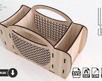 Decorative laser cut flower basket, Wooden gift basket svg file