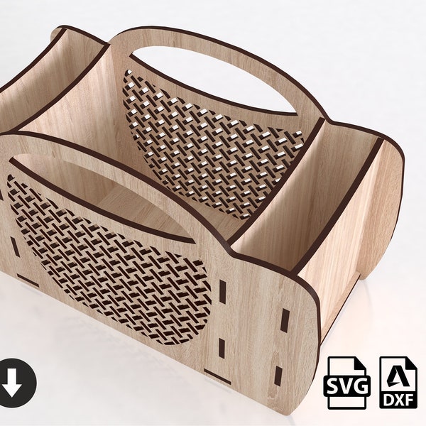 Decorative laser cut flower basket, Wooden gift basket svg file