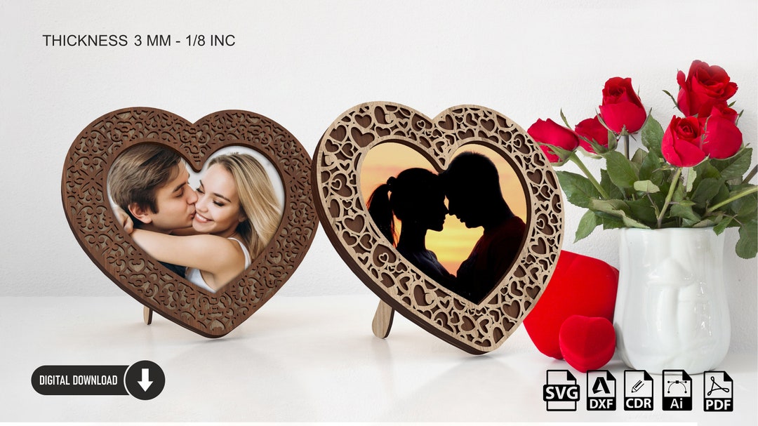 Heart Photo Frame Laser Cut File – Valentine's Day SVG (digital ...