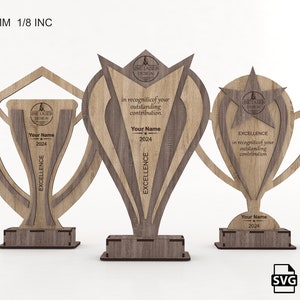 3 verschiedene Designs Award Trophy Laser Cut Files Pack | Preis Trophäe SVG-Dateien | Laser-Cut-Dateien