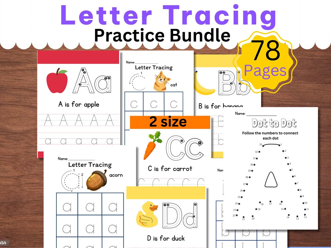 Alphabet Worksheet Bundle, Letter Tracing Practice, Dot to Dot ...